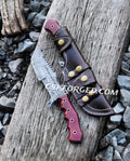 Fixed blade Tanto hunting knife with Damascus 1095 steel blade and G10 handle by cskforged.