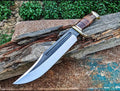 Custom Handmade 16” J2 Steel Crocodile Dundee Bowie Knife with Brass Guard and Leather Handle, Complete with Leather Sheath