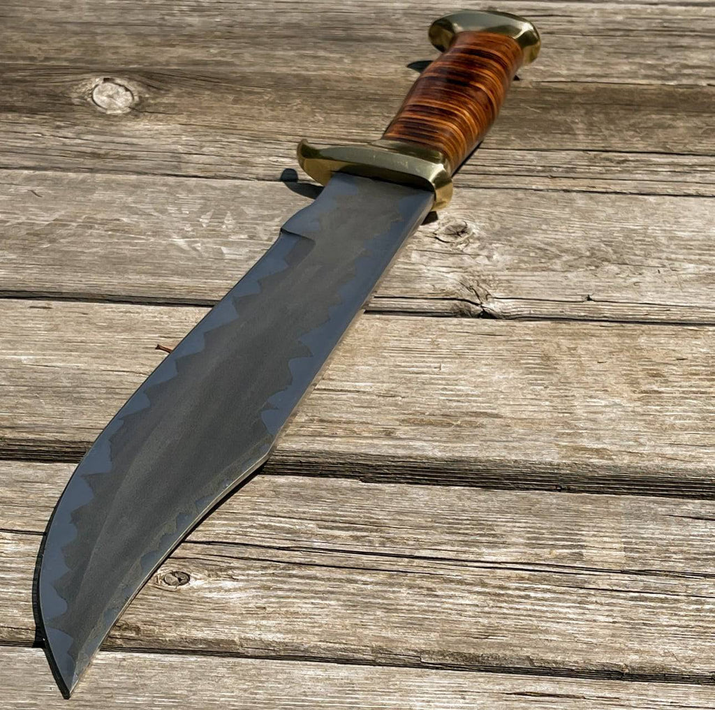 Brave Exploration II outdoor hunting Bowie knife by cskforged with a sharp blade and wooden handle, perfect for outdoor survival and hunting.