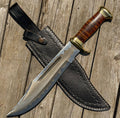 Cskforged Brave Exploration II outdoor hunting Bowie knife with a leather handle and stainless steel blade, suitable for outdoor adventures.