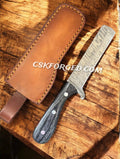 Damascus Bull Cutter Knife with black wood handle by cskforged, featuring a full-sized blade and ergonomic EDC design.