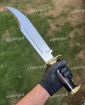 D2 Steel Dundee hunting knife with blood groove, crafted by cskforged, featuring a full tang handle and sharp blade for outdoor use.