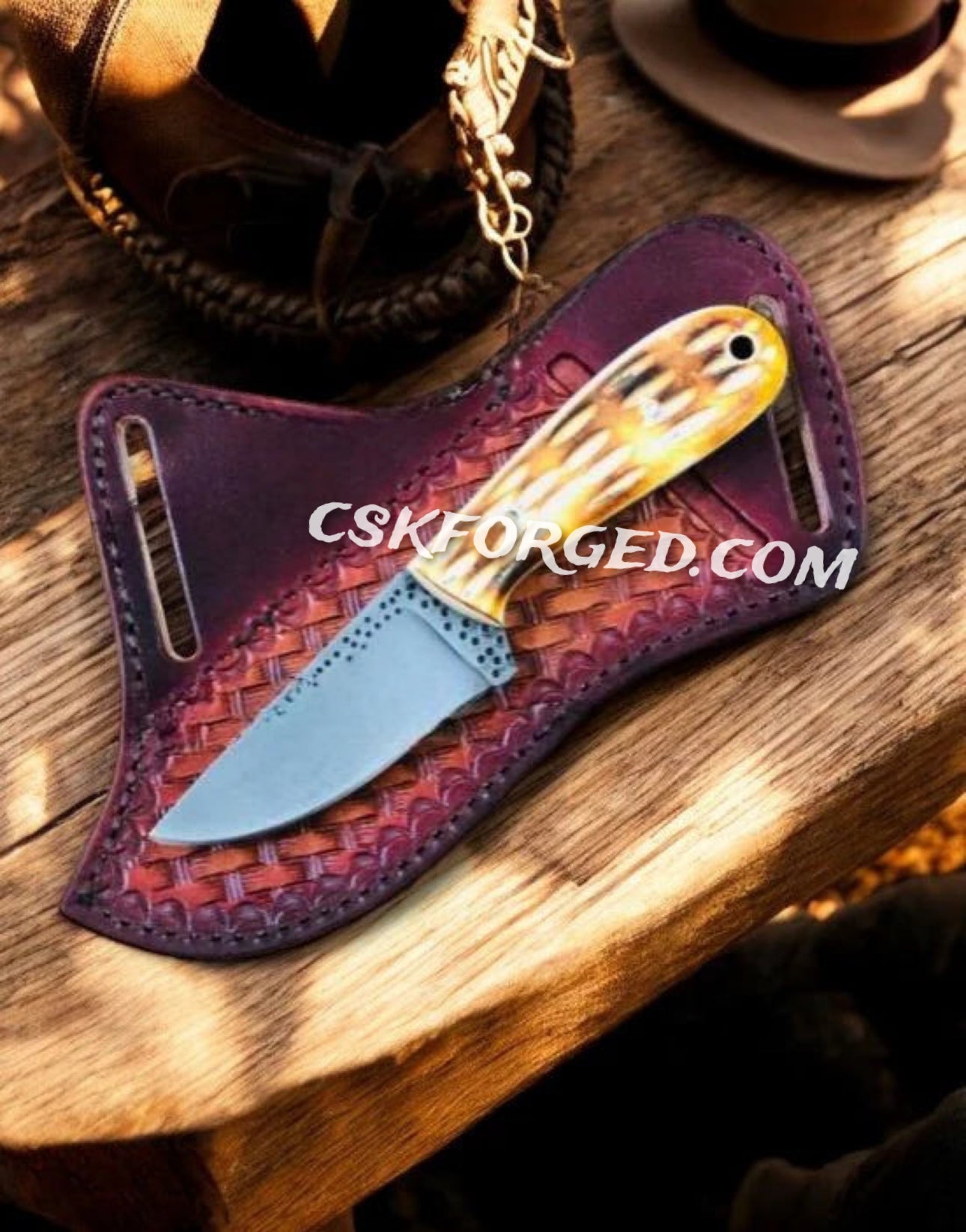 Cowboy Belt Knife – Bone Handle & Pancake Sheath