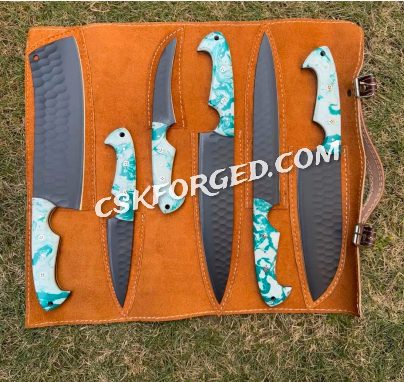 Ultimate Kitchen Knife Set: Premium Black & white Collection with Custom Leather Carrying Case