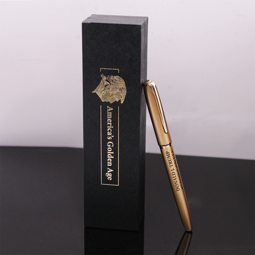 Proud Patriots Golden Age Presidential Pen collectible with intricate details, showcasing American historical design elements.