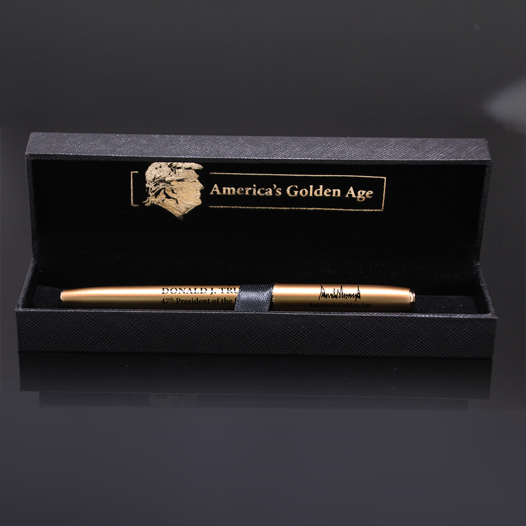 Proud Patriots America's "Golden Age" Presidential Pen collectible with intricate design and gold accents.