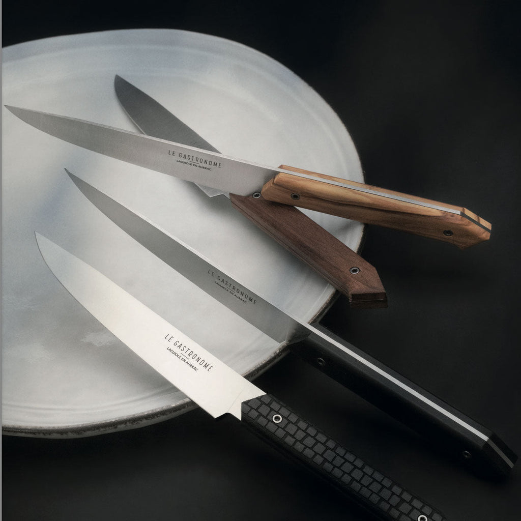 Laguiole en Aubrac Le Gastronome 6-Piece Steak Knife Set with Olivewood Handles