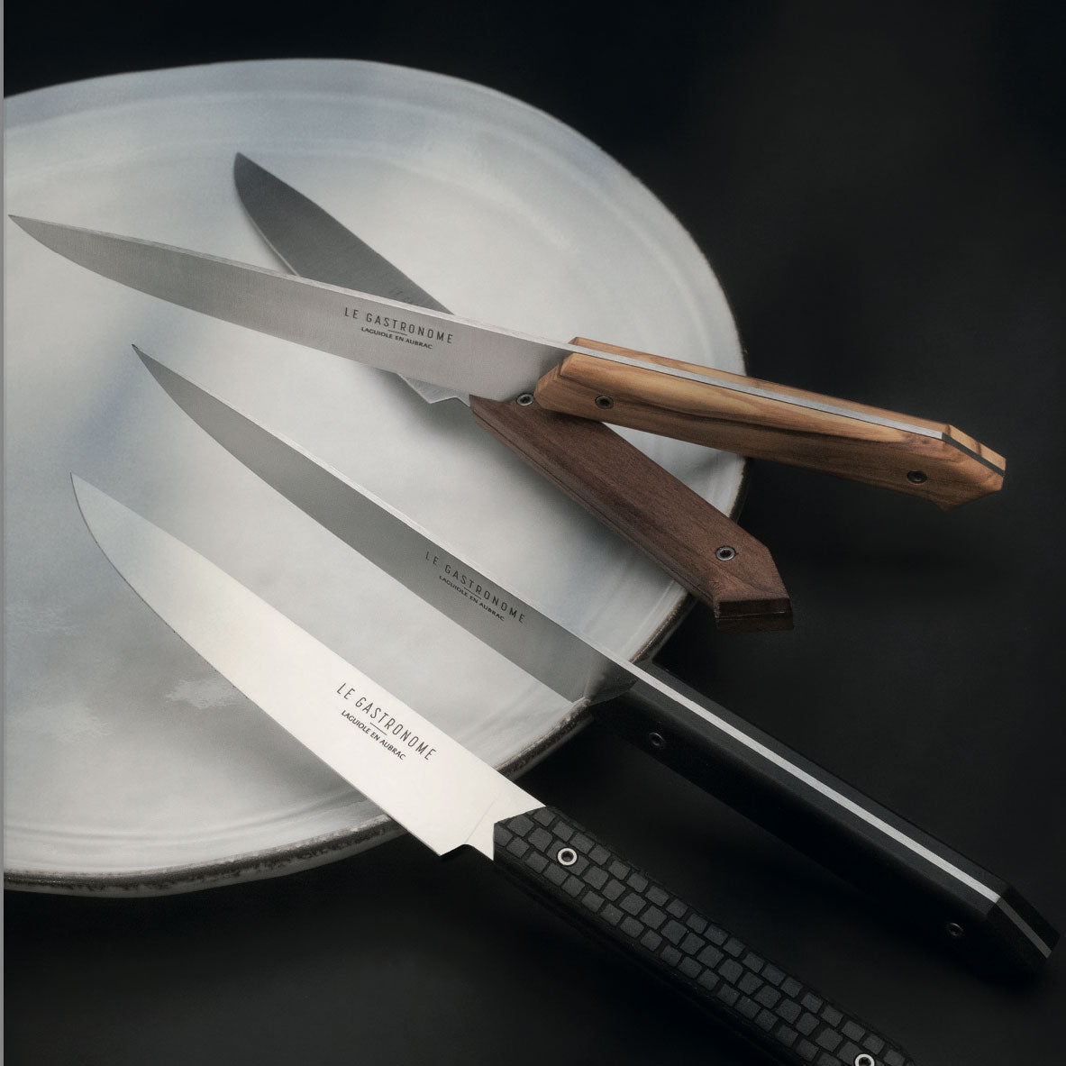 Laguiole en Aubrac Le Gastronome 6-Piece Steak Knife Set with Olivewood Handles