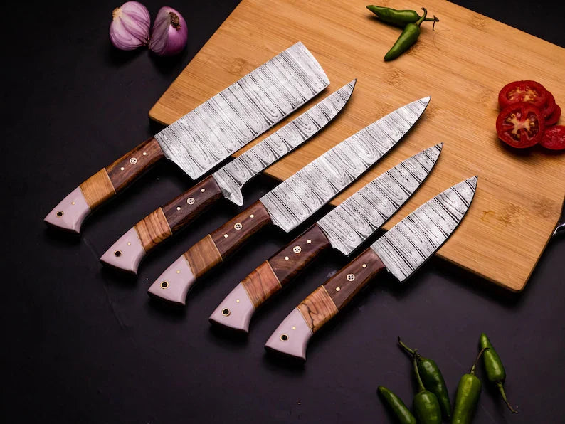Custom Handmade Damascus Kitchen Knife – 8" Blade