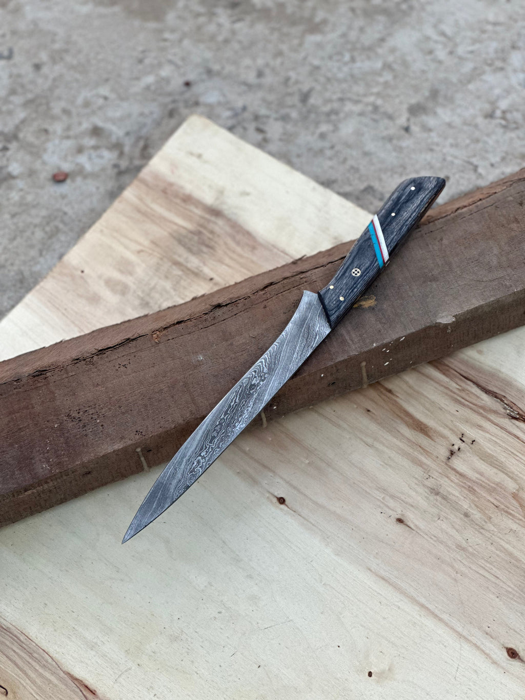 Custom Handmade Damascus Steel Fishing Fillet Knife - 13" with Pakkawood Handle
