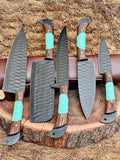Handcrafted Knife Set – 8" Forged Stainless Steel Blade with Wenge Wood & Resin Handle