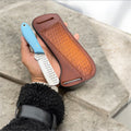 Handmade Cowboy Bull Cutter with Rasp Tool Steel, Resin Handle & Leather Sheath
