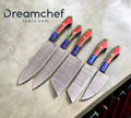 Knives Set for Kitchen – 13” Handmade Damascus Steel Chef Knife with Pakkawood Handle & Leather Sheath