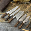 Custom Handmade Knife Set Damascus with Rosewood Handles