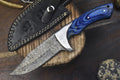 Custom Handmade Damascus Steel Hunting Knife with Pakkawood Handle & Steel Bolster | Includes Leather Sheath