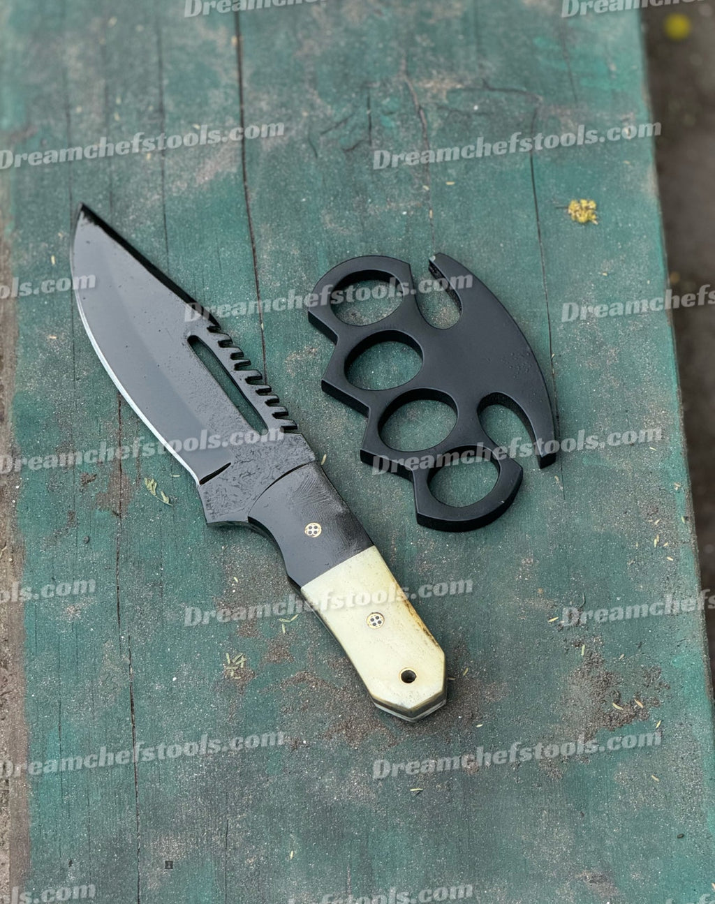 Handmade Sylo Knuckle and Knife Set with Belt Loop Leather Case – Solid Brass Knuckle for Self Defense