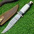 Hand-Forged Western Boulder Colorado Knife – 11" Damascus Steel Blade with Brass Guard & Resin Grip