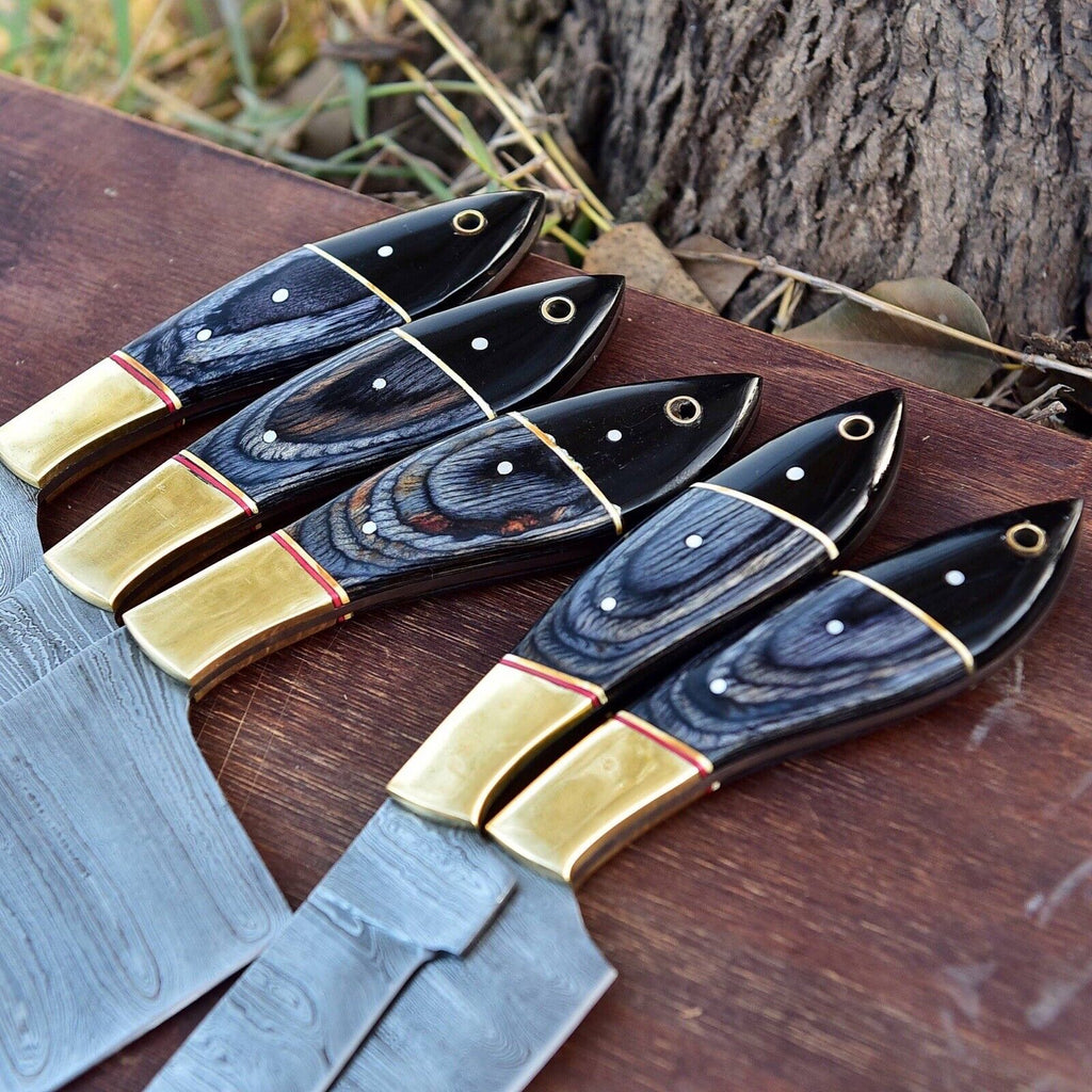 Premium Damascus Cooking Knife Set - Custom Handmade 9"-13" Blades