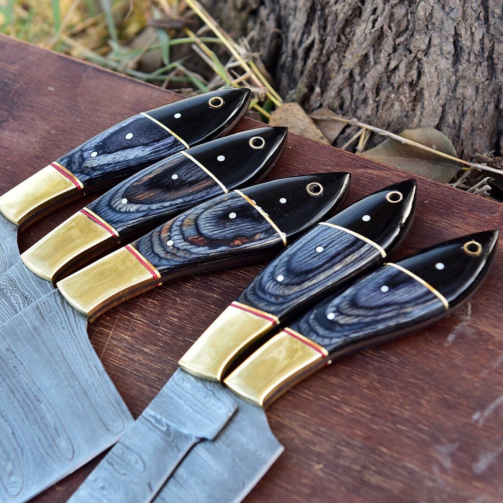 Premium Damascus Cooking Knife Set - Custom Handmade 9"-13" Blades