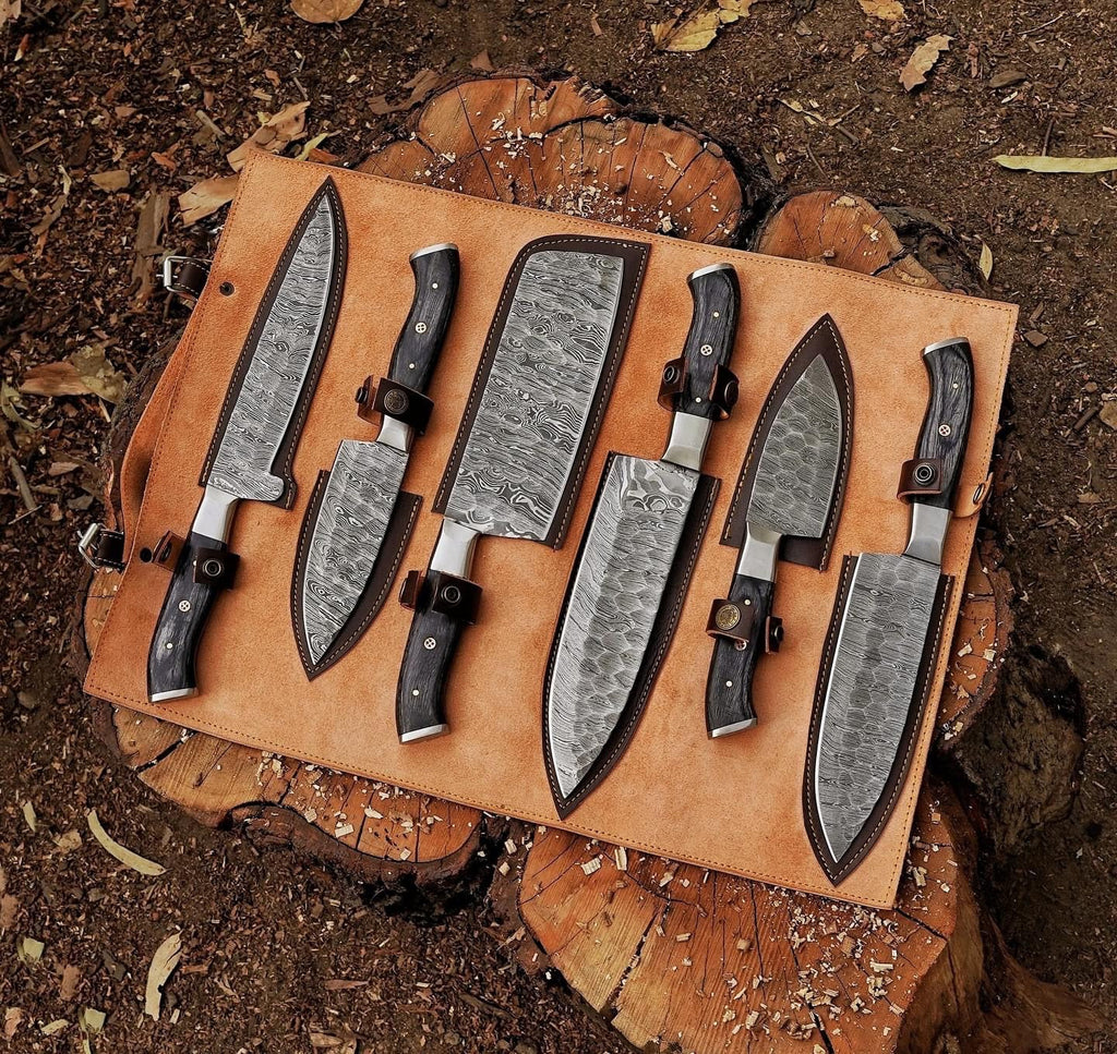 Custom Handmade Damascus Steel Knife Set - Quality Craftsmanship