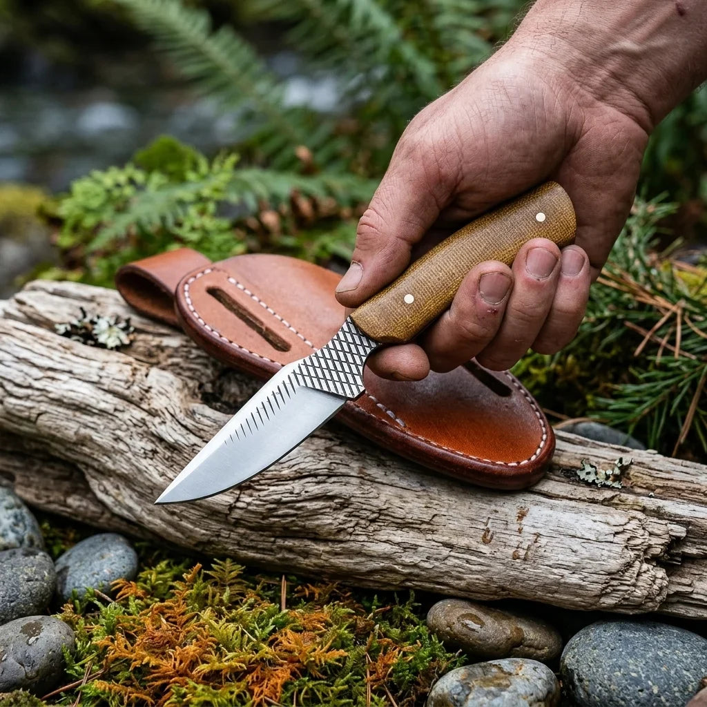 Handmade Rasp Tool Steel Cowboy Ranch Knife with Leather Sheath