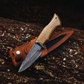 Twist Damascus Hunting Knife with Walnut Handle