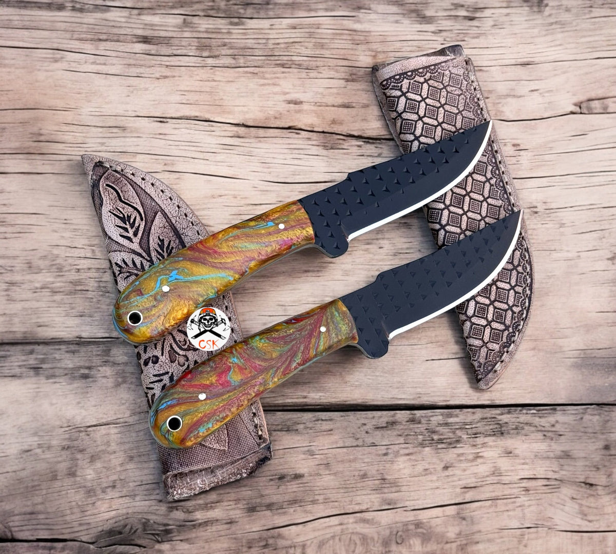 Cskforged Dusty Trail Companions EDC Rasp Tool with steel blade and epoxy resin grip, ready for outdoor tasks