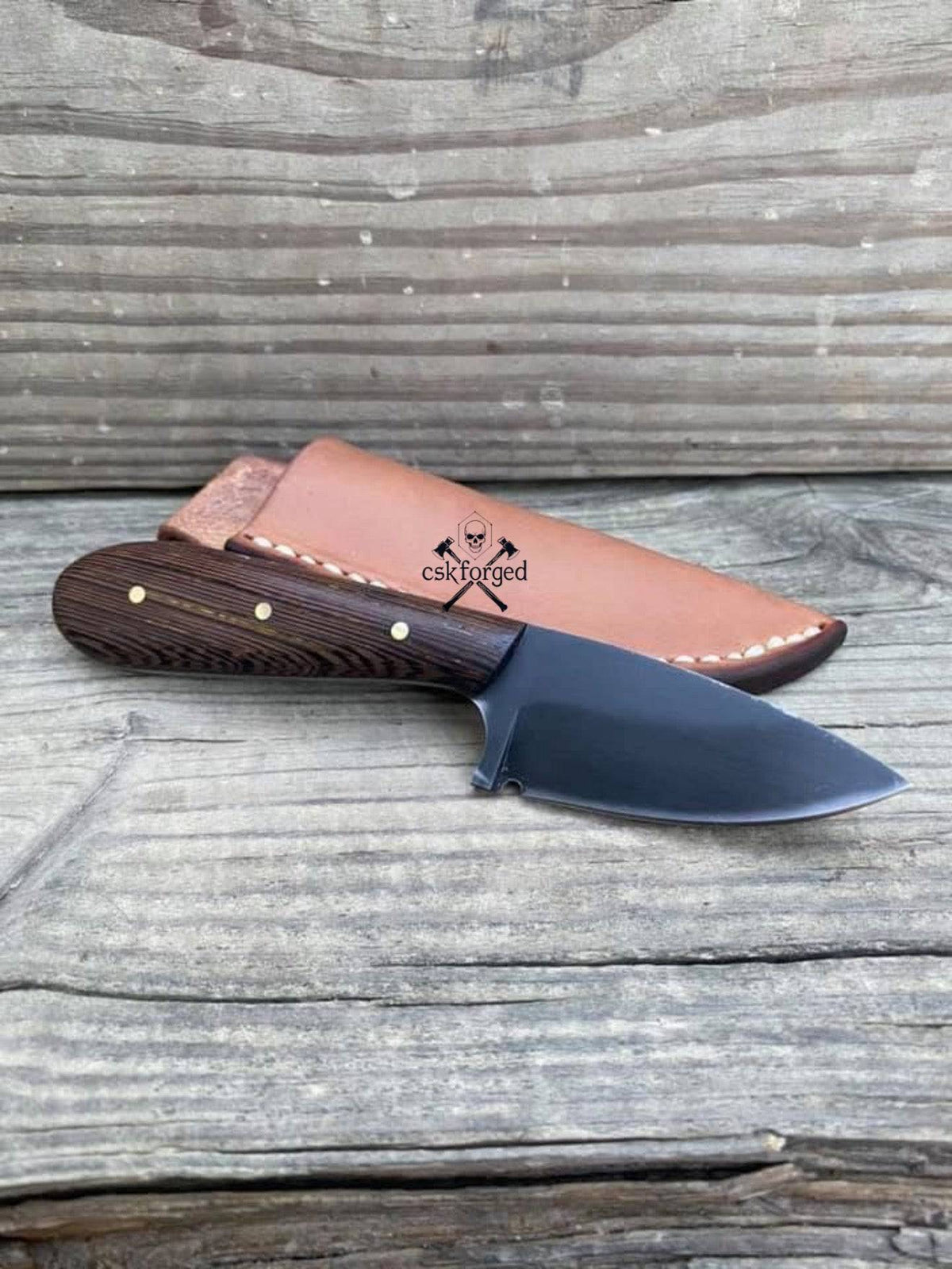 Handmade Buckaroo Cowboy Knife by cskforged with high carbon steel blade and Wenge wood handle, designed for wranglers and ranch work.