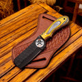 CSK Forged cowboy bull cutter knife with a pakkawood handle, ideal EDC knife for outdoor and everyday use.