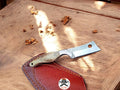 Handmade CSK Forged EDC bull cutter knife with antler horn handle, showcasing a durable, handcrafted design for everyday carry.