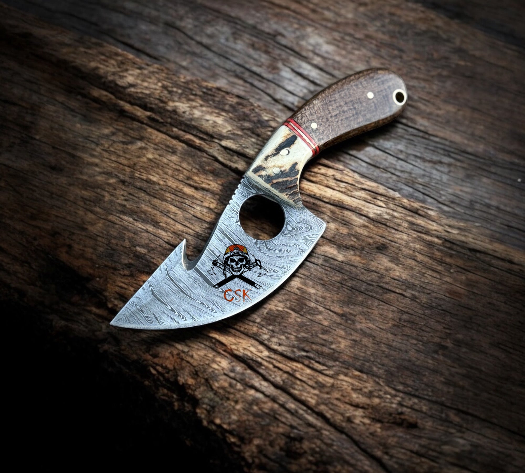 Hand-Forged Damascus Steel Cleaver Knife with Finger HoleHunting,Camping,and Bushcraft Tool
