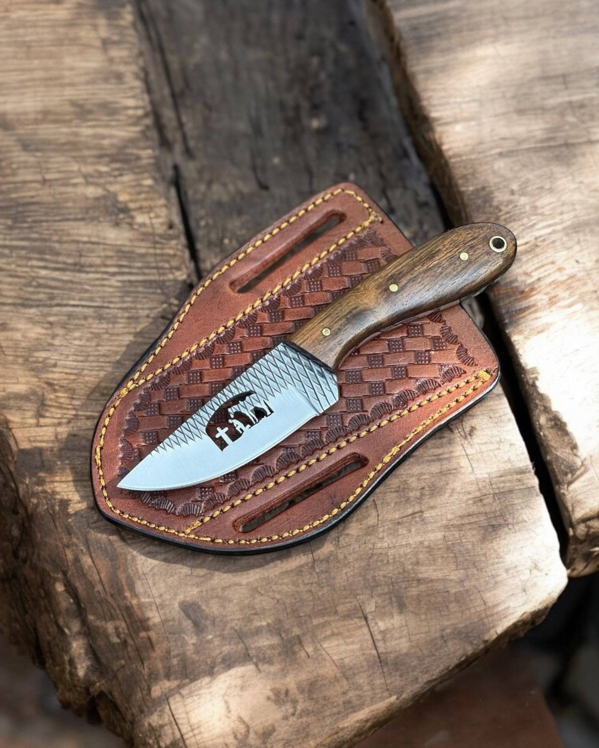 EDC cowboy knives by cskforged with rasp steel blades featuring unique wirecut designs and detailed craftsmanship.
