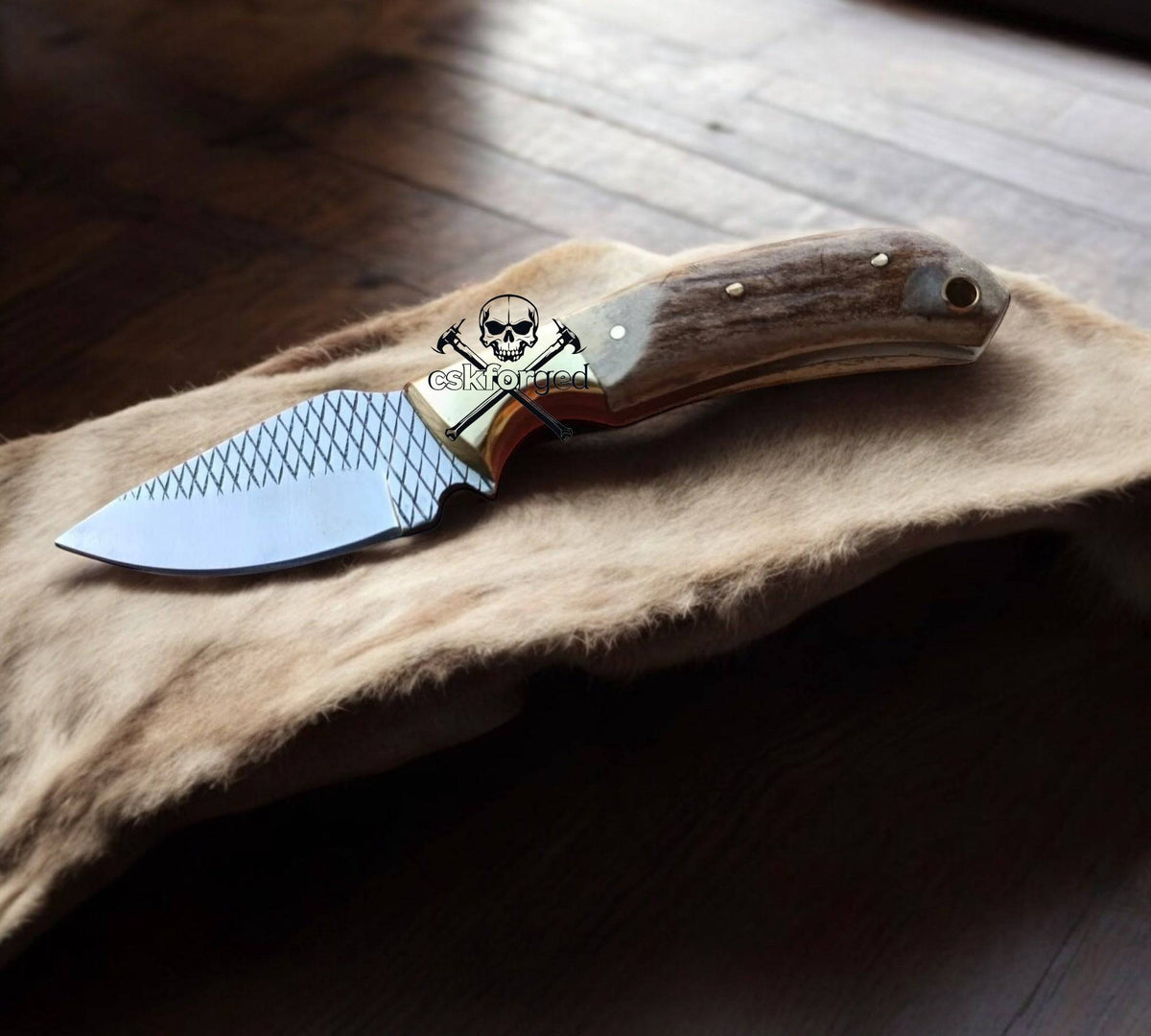 Handmade cskforged Ranger's Legacy cowboy knife with rustic design, featuring a leather handle and stainless steel blade for EDC use.