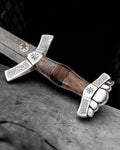 Hand-forged Valhalla Rising Damascus steel Viking knight sword by cskforged, featuring Norse-inspired design and intricate blade details.
