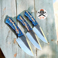 Custom handmade fixed blade hunting knife with 8-inch high-carbon steel blade and epoxy pine-cone handle by cskforged