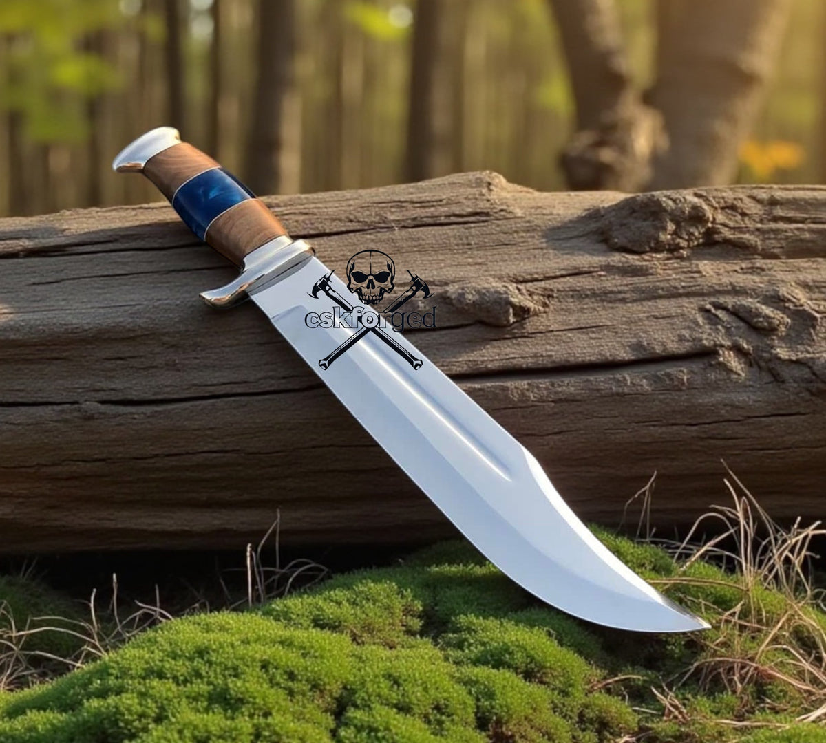 Crocodile Dundee Bowie knife by cskforged featuring a full tang blade, ideal for outdoor use and collectors.