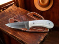 Fixed blade cowboy knife with durable rasp steel blade and stylish resin handle, ideal for EDC by cskforged.