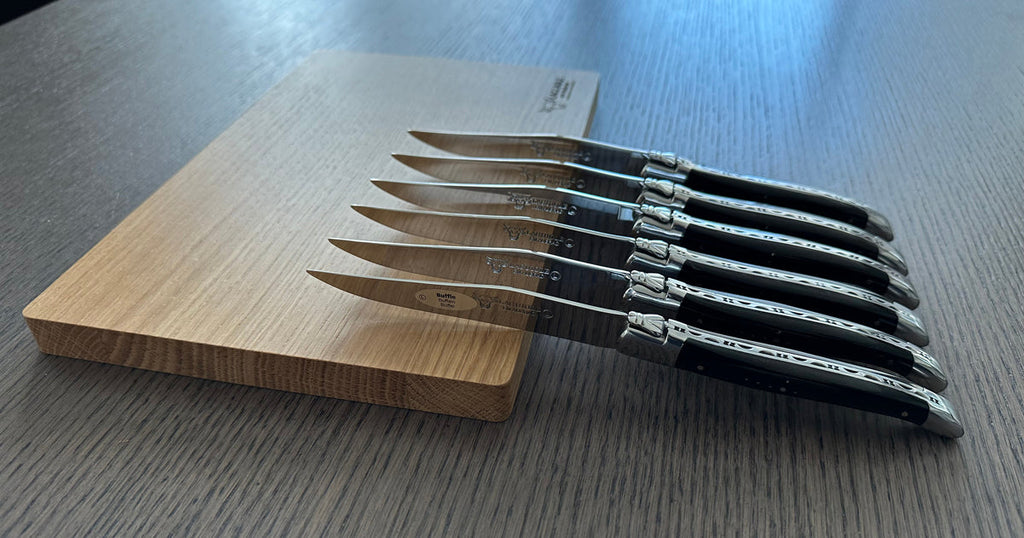 Laguiole en Aubrac Handcrafted 6-Piece Steak Knife Set with Buffalo Horn Handles