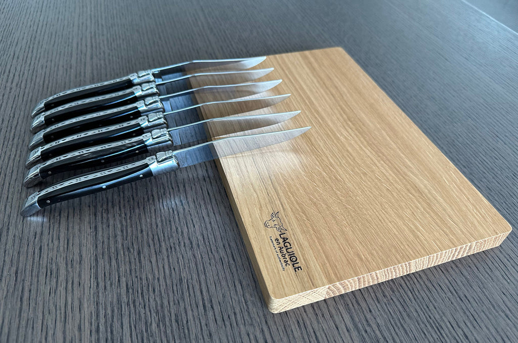 Laguiole en Aubrac Handcrafted 6-Piece Steak Knife Set with Buffalo Horn Handles