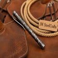 Bamboo Style Damascus Pen with Sculpted Node Body and Steel Clip