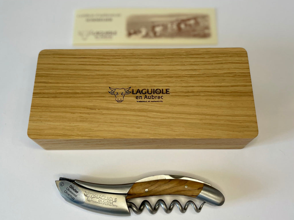 Handcrafted Sommelier DeLuxe No 8 Waiter's Corkscrew with Olivewood Handle by Laguiole en Aubrac
