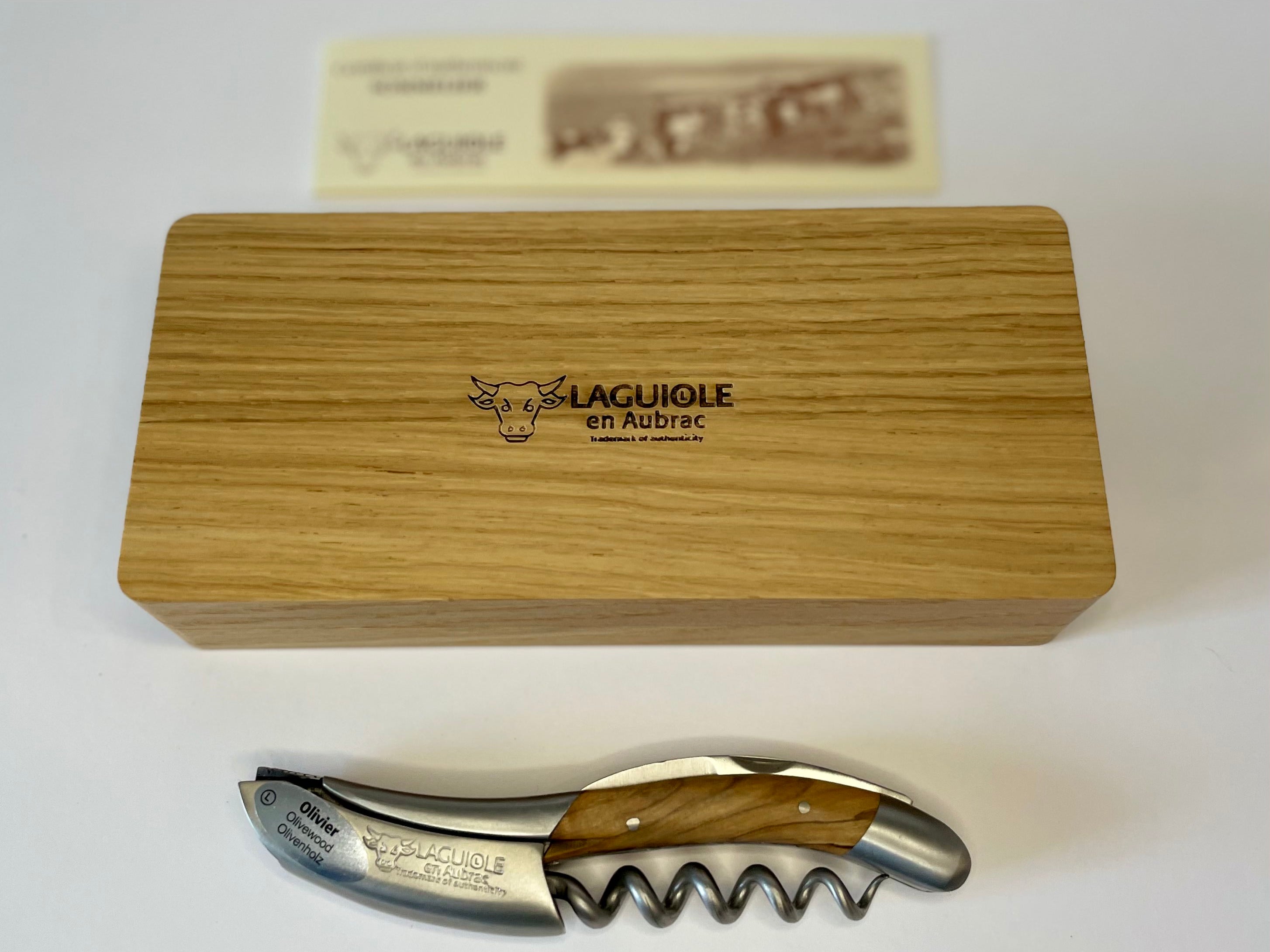 Handcrafted Sommelier DeLuxe No 8 Waiter's Corkscrew with Olivewood Handle by Laguiole en Aubrac