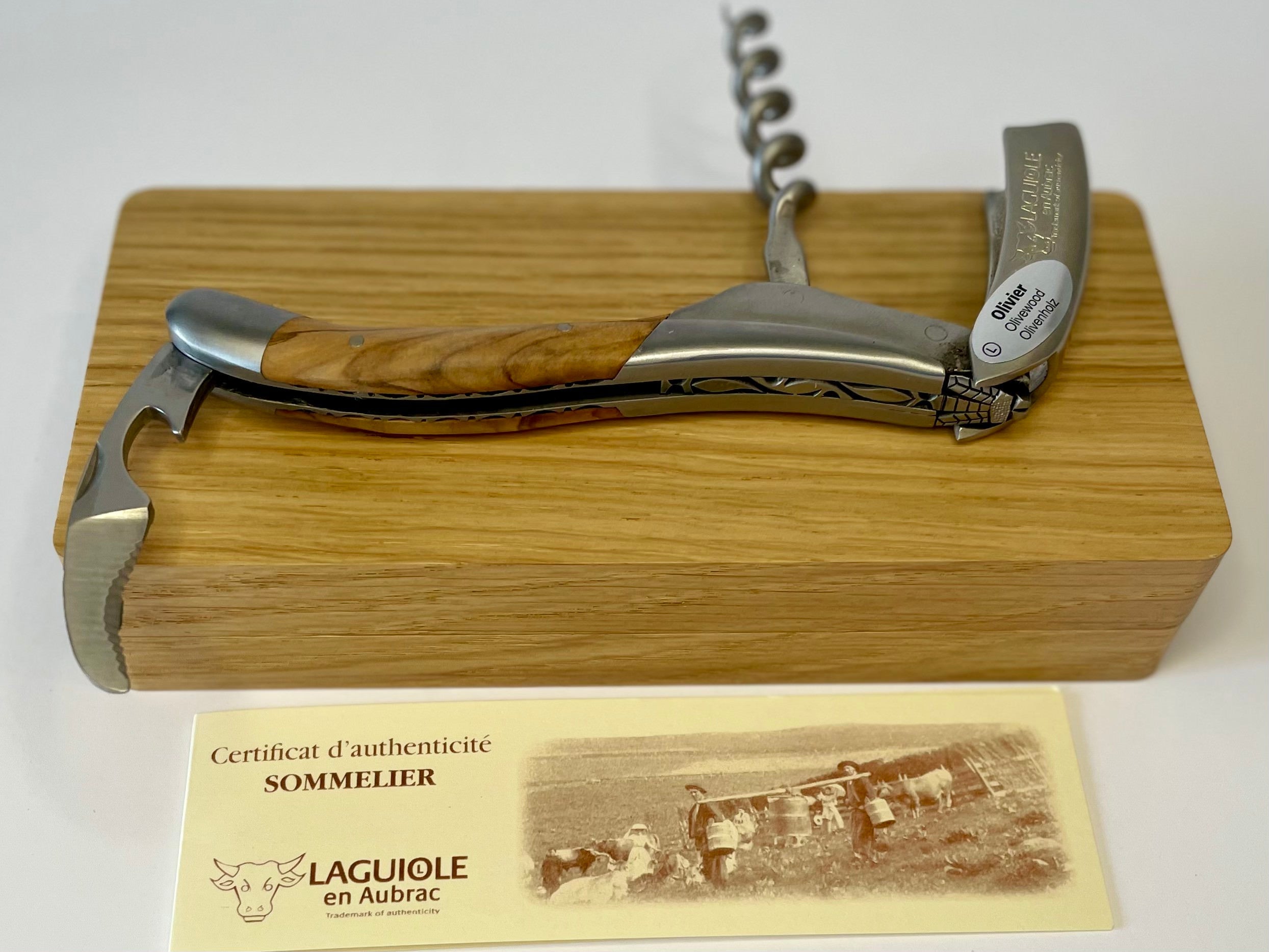 Handcrafted Sommelier DeLuxe No 8 Waiter's Corkscrew with Olivewood Handle by Laguiole en Aubrac