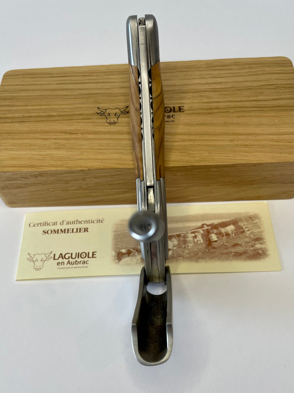 Handcrafted Sommelier DeLuxe No 8 Waiter's Corkscrew with Olivewood Handle by Laguiole en Aubrac
