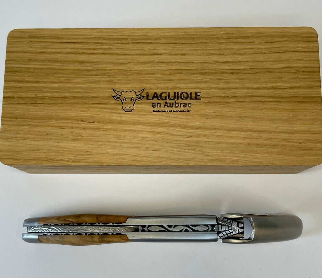 Handcrafted Sommelier DeLuxe No 8 Waiter's Corkscrew with Olivewood Handle by Laguiole en Aubrac