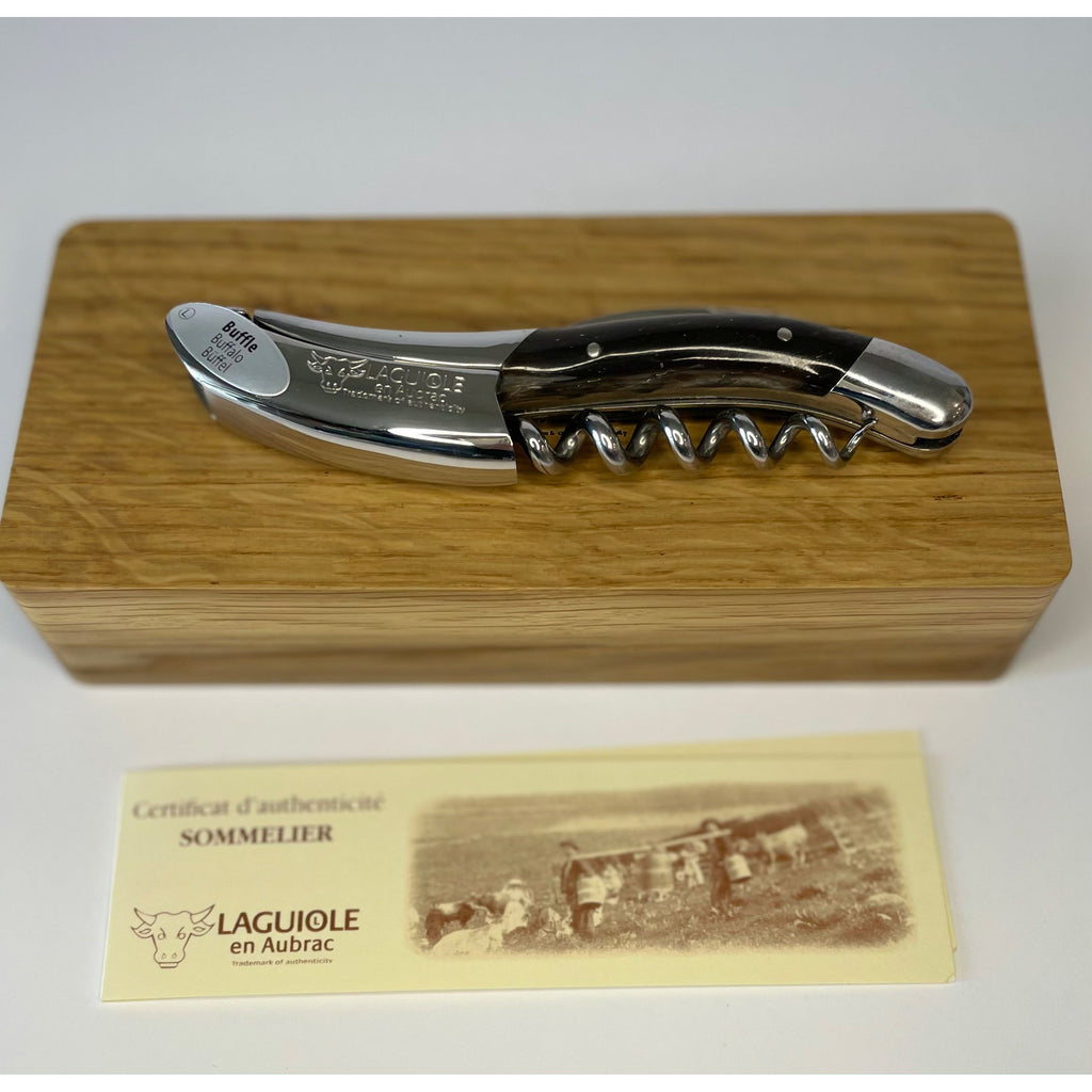 Handcrafted Sommelier Waiter's Corkscrew with Buffalo Horn Handle by Laguiole en Aubrac