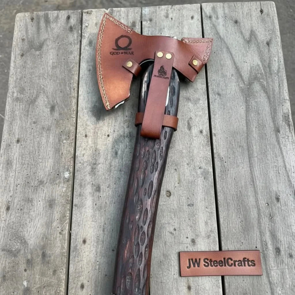 Engraved Leviathan Axe Replica with Carved Wood Handle