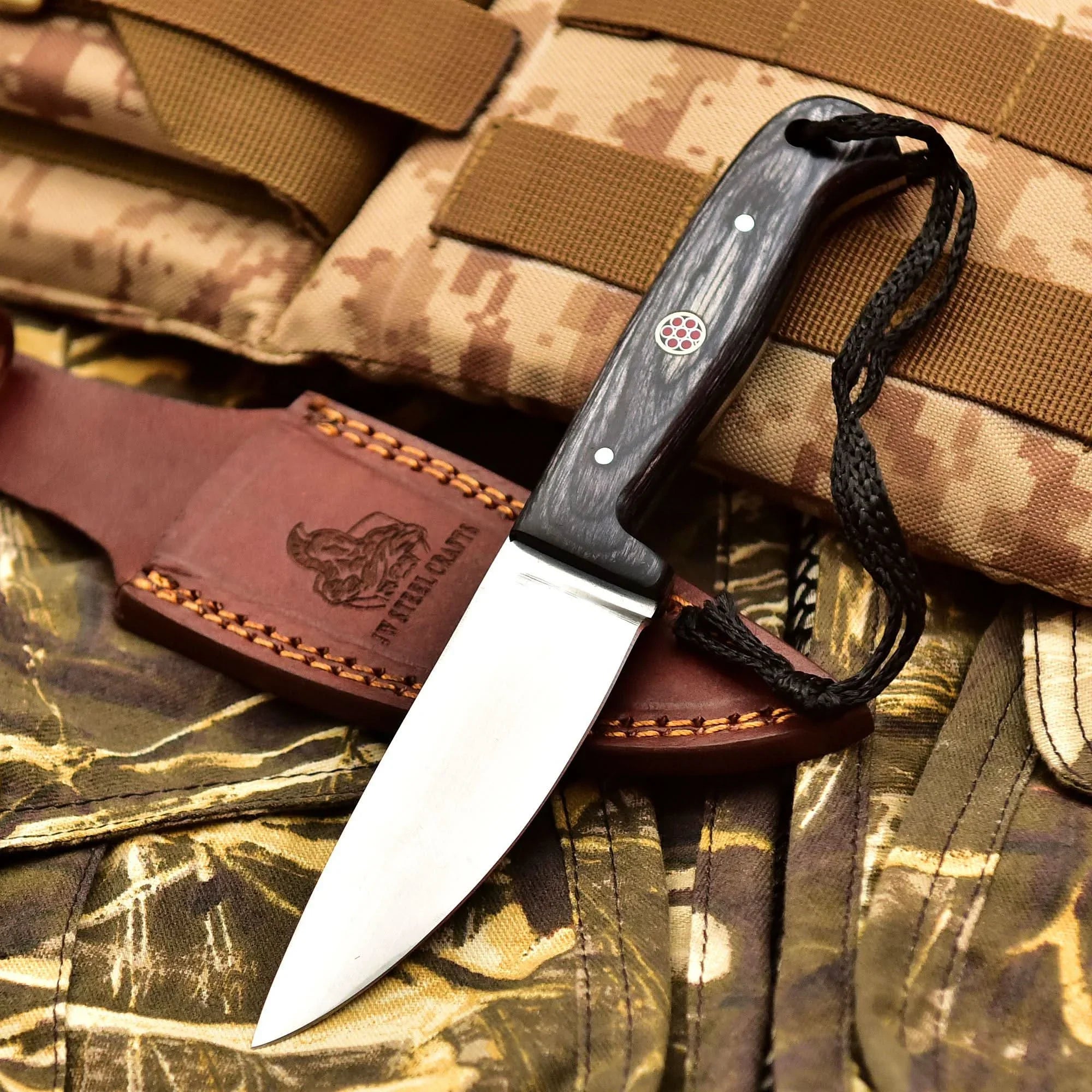 Handmade Fixed Blade Stainless Steel Skinning Hunting Knife 8" Mirror Polished Carbon Steel Drop Point