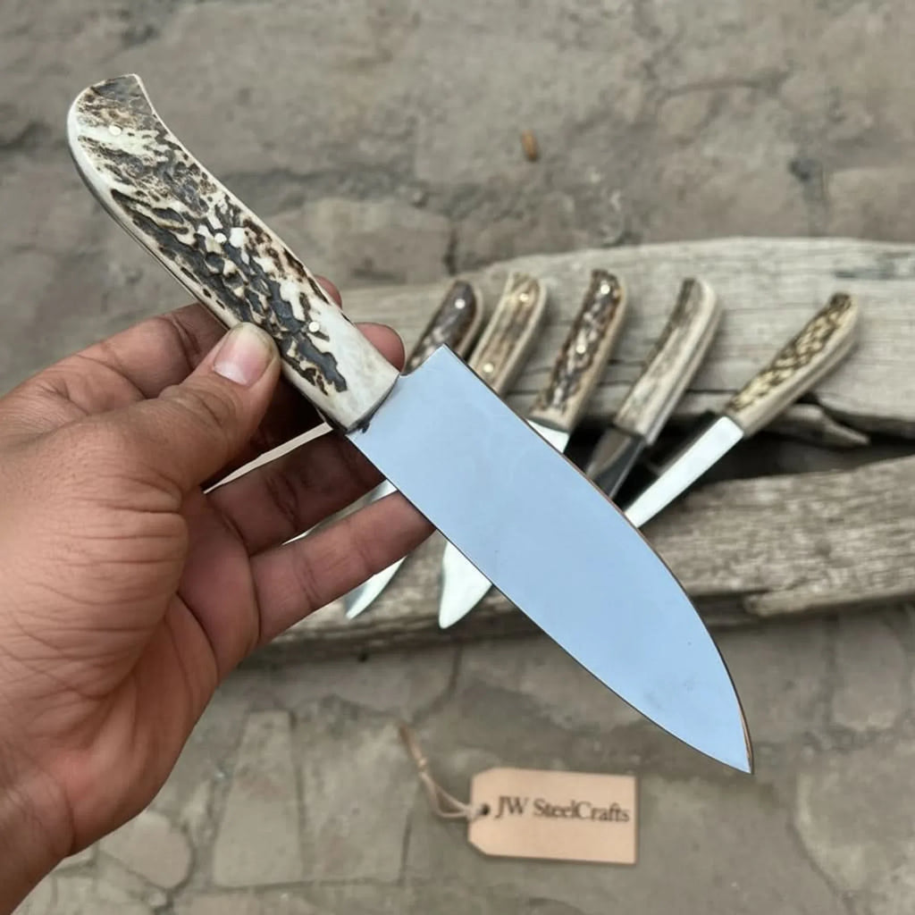 6-Piece High Carbon Steel Chef Knife Set Synthetic Stag Antler Handles