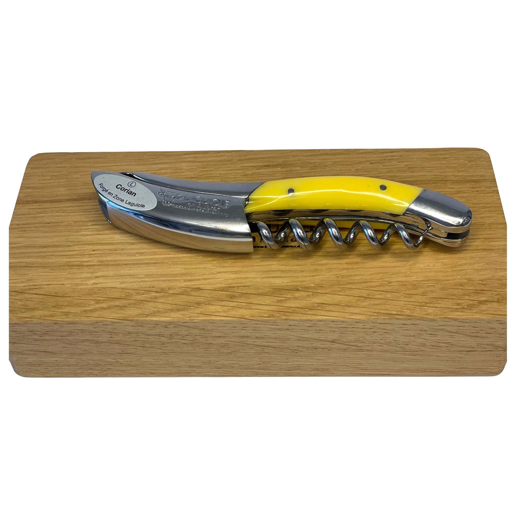 Handcrafted Sommelier Waiter's Corkscrew with Sunshine Yellow Corian Handle by Laguiole en Aubrac